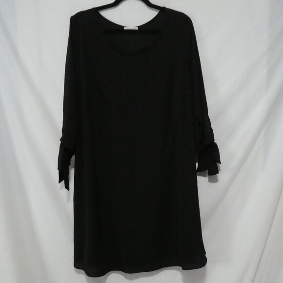 CHICSOUL | 2XL - 2X | Made In The USA | Elegant Sheer Black Dress | Tied Sleeves - Picture 1 of 16